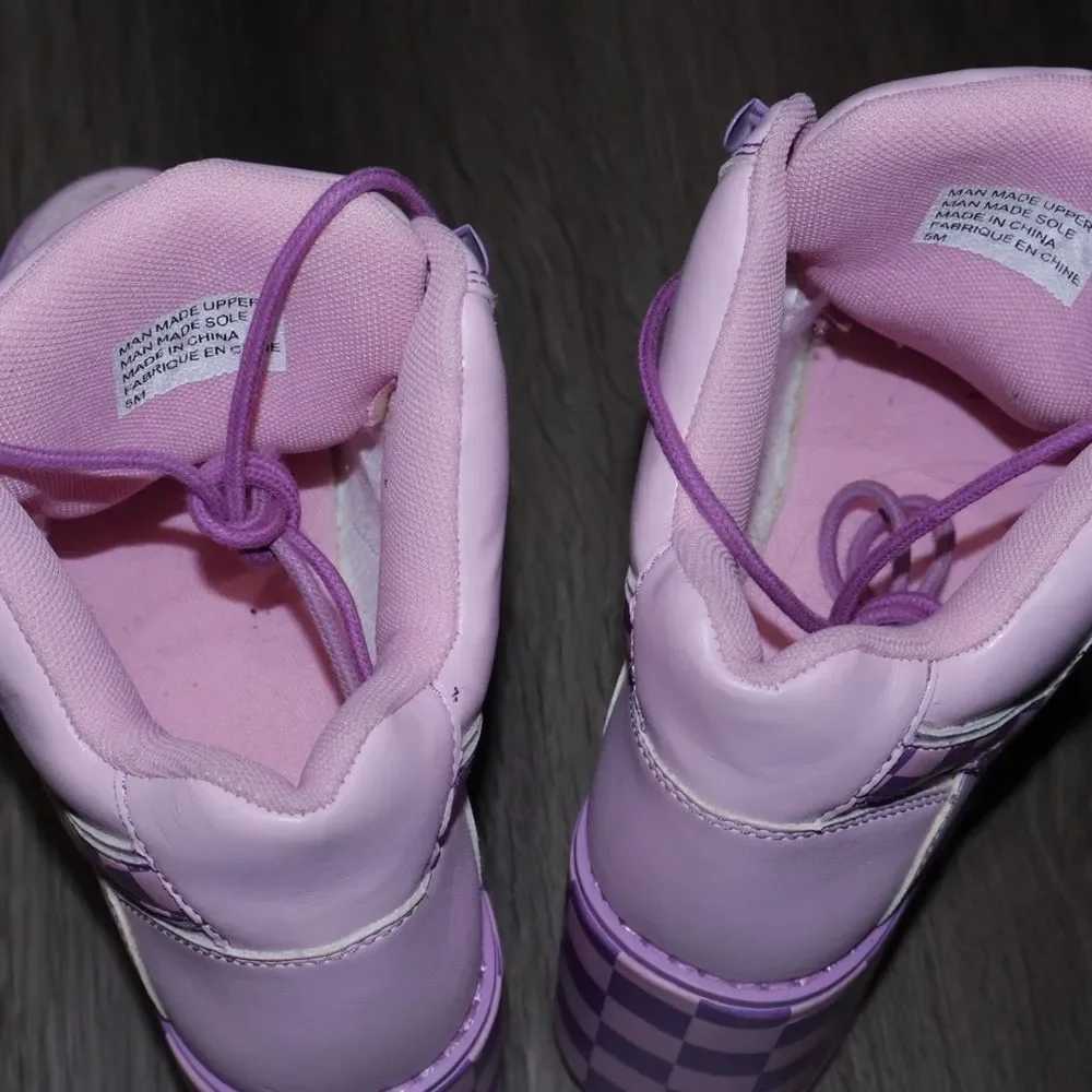 PINK/LAVENDER QOZMO CHECKERPLATFORM SNEAKERS womens 5 - Picture 4 of 12
